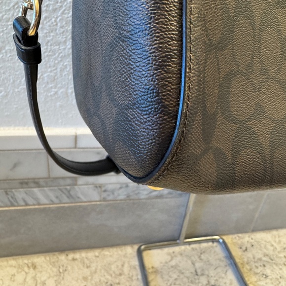 Coach Satchel Bag in signature canvas black & brown -Rowan - Picture 6 of 11